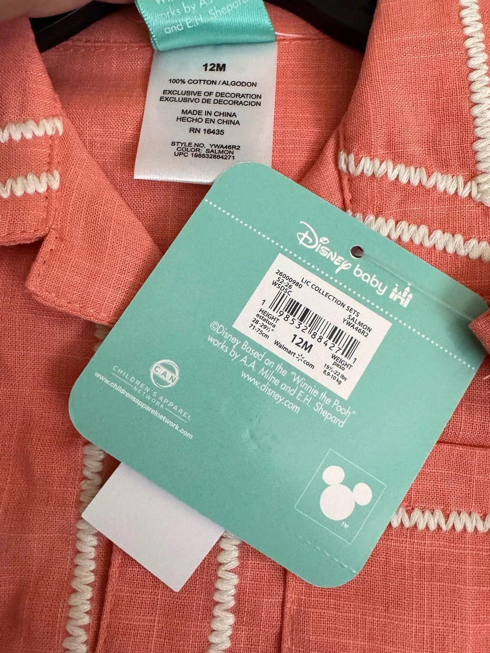 Winnie The Pooh Baby Boy Linen Romper, Size 12M